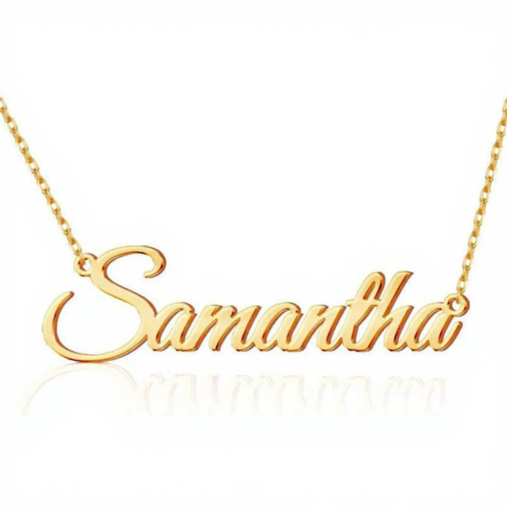 Modern Script Nameplate | 18K Gold Plated
