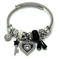 Secret Key & Heart Bangle | Black Enamel