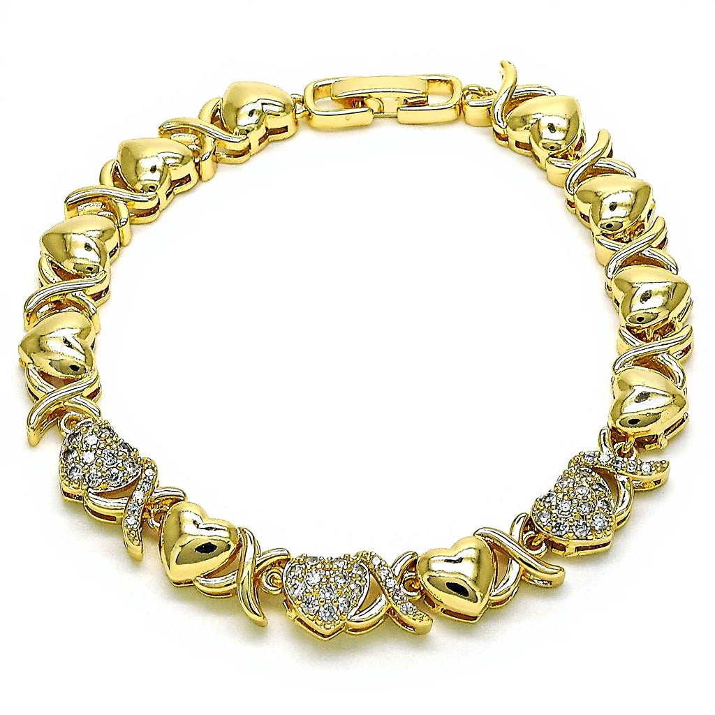 Petite XOXO Heart Charm Bracelet | 18K Gold Layered