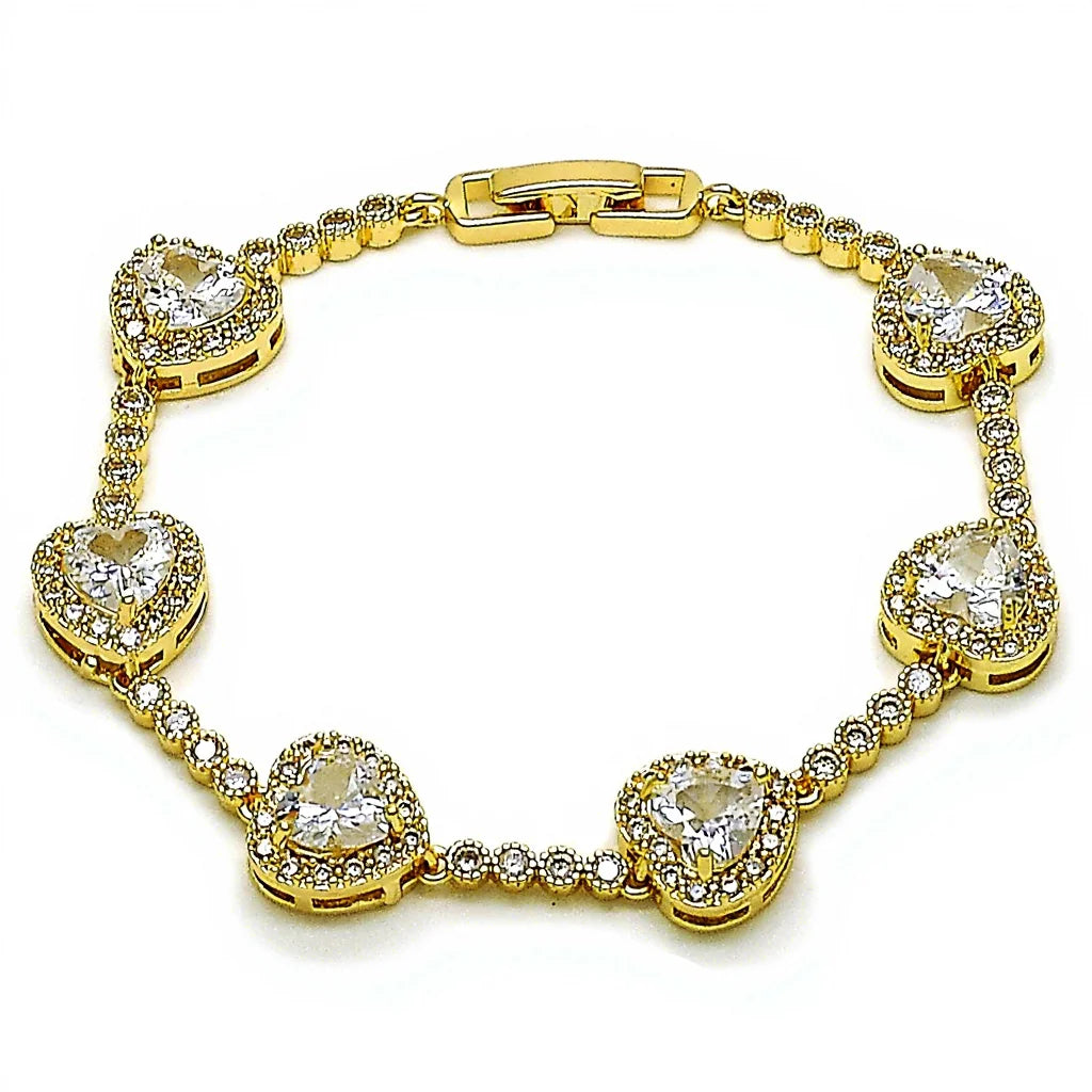 Royal Heart Cluster Tennis Bracelet | 14K Gold Filled