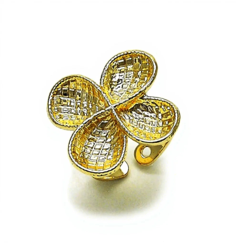 Verdant Clover Diamond-Cut Ring | 14K Gold Filled