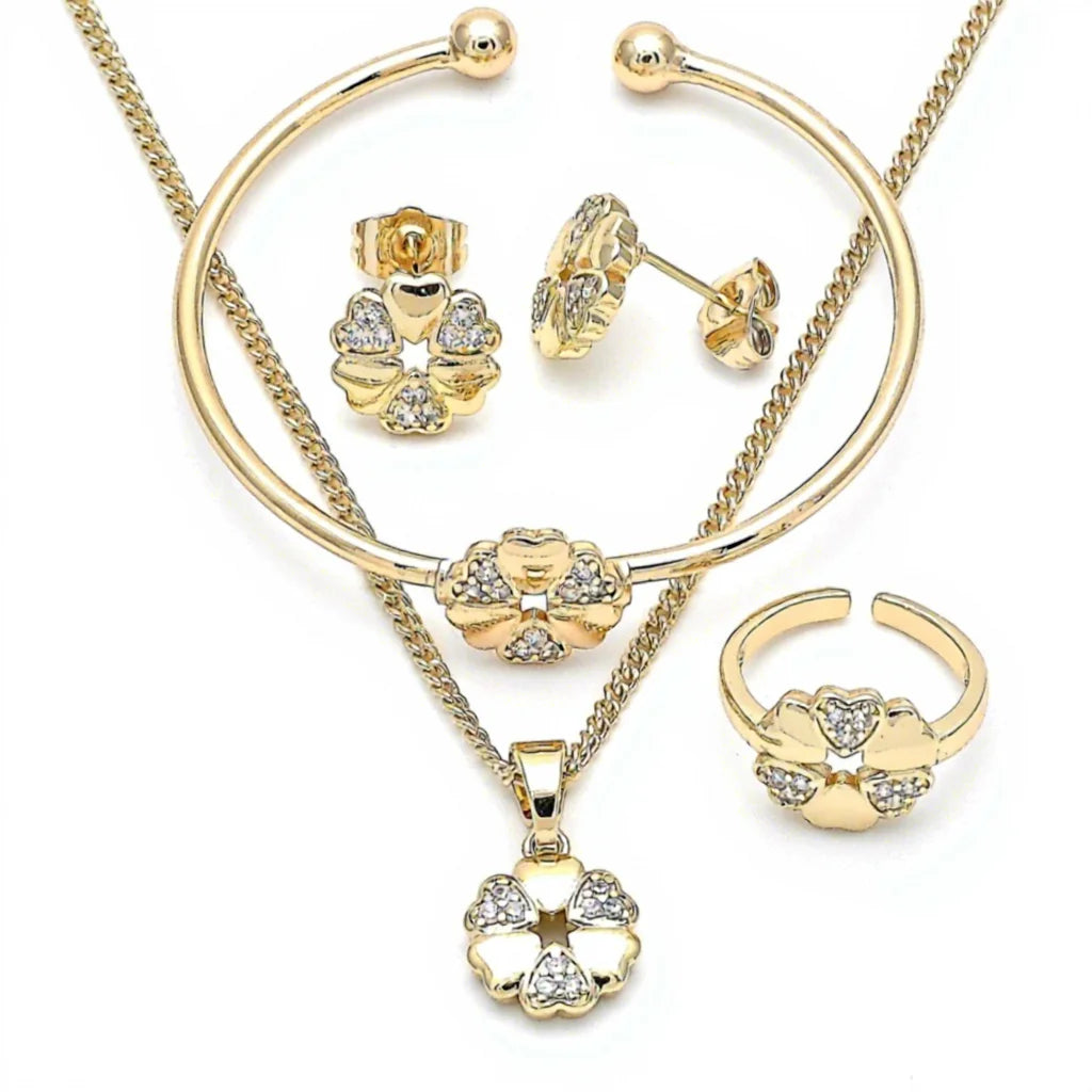 Pure Heart & Flower Crystal Set | 18K Gold Layered