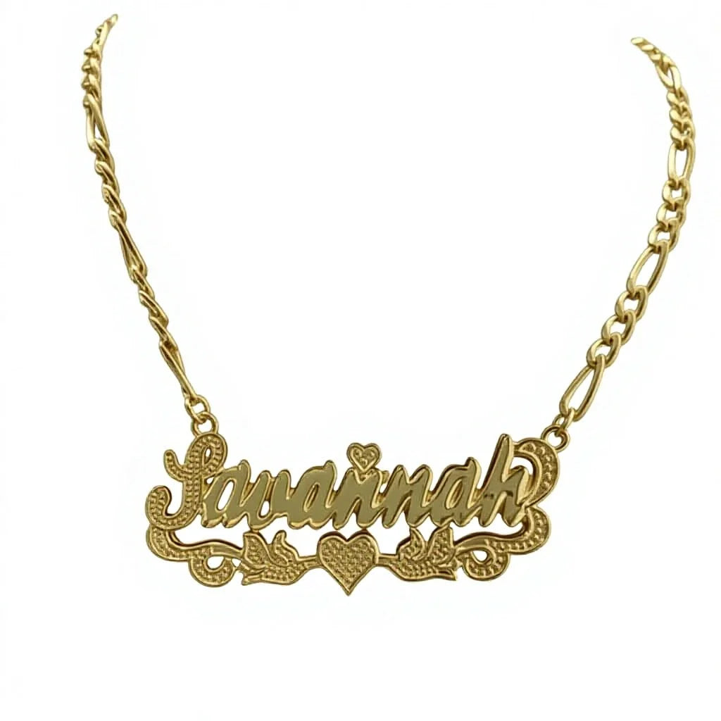 3D Double-Layer Heart Nameplate Necklace - Lifestyle View