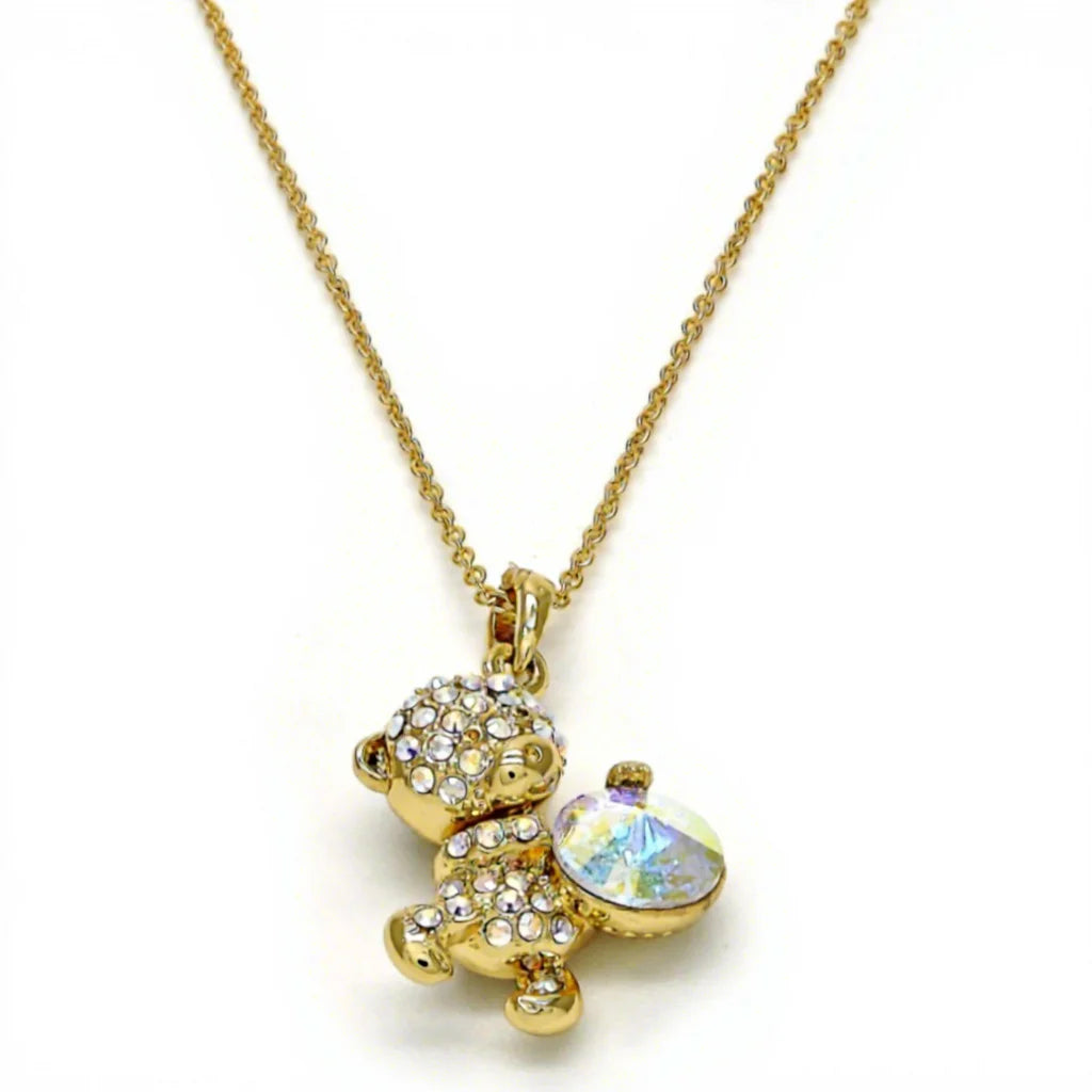 Cherished Teddy Bear Pendant Necklace | Swarovski Crystals