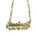 3D Double-Layer Heart Nameplate Necklace - Detail View
