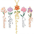 Enamel Birth Month Flower Nameplate | Personalized