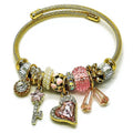 Secret Key & Heart Bangle | Pink Enamel
