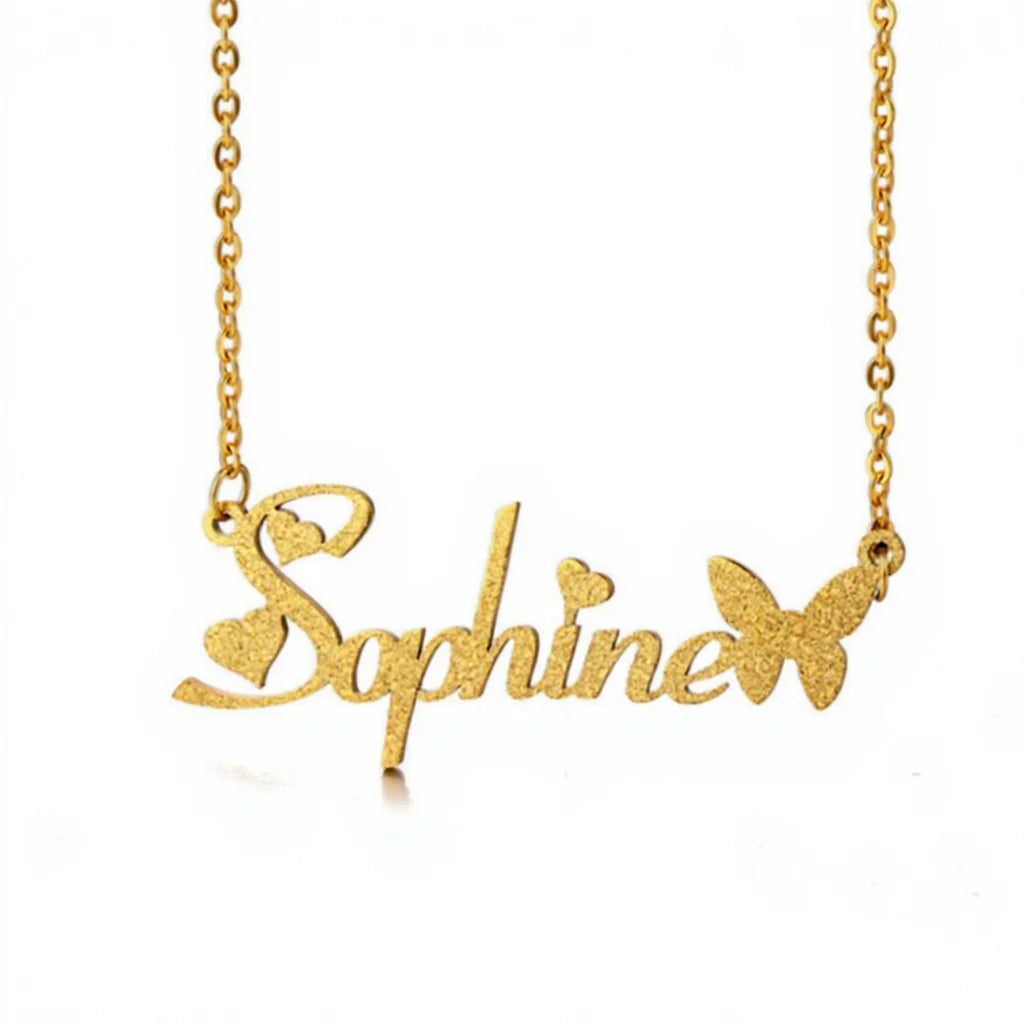 Enchanted Butterfly Custom Name Necklace | 18K Gold Layered