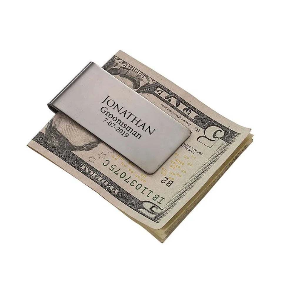 DHQH Custom Money Clip Personalized Engraving Name Logo Money Clip Bank Card Wallet Decoration Men Festival Gift for Family