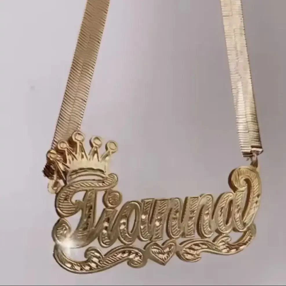 DHQH Customized Two Color 3D Name Necklace Personalized Letter Commemorative Stainless Steel Necklace Customized Jewelry Gift