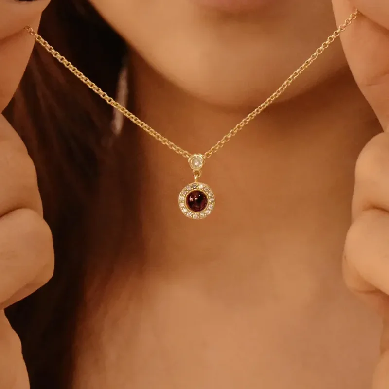 DHQH Personalized Photo Birthday Stone Photo Projection Necklace Customized Picture Birthday Stone Projection Pendant Gift