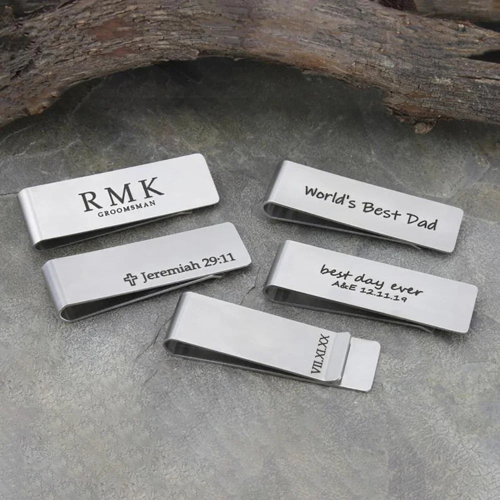 DHQH Custom Money Clip Personalized Engraving Name Logo Money Clip Bank Card Wallet Decoration Men Festival Gift for Family