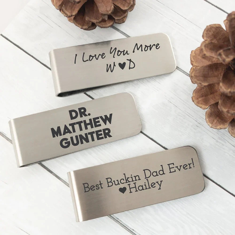 DHQH Custom Money Clip Personalized Engraving Name Logo Money Clip Bank Card Wallet Decoration Men Festival Gift for Family